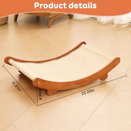 Rascador para gatos con hamaca de madera de haya y sisal miniatura 3