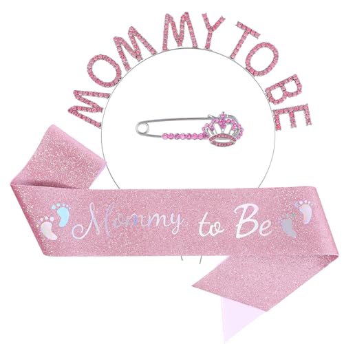 Lusofie 595627_1_IRZKEQS9 3Pcs Pink Mom To Be Sash Baby Shower Decorations thumb #7