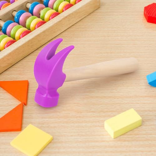 Image of Fowecelt Wooden Hammer Toys Simulation Hammers Maintenance Tools Educational Toys for Kids Birthday Party Games Supplies (Purple)