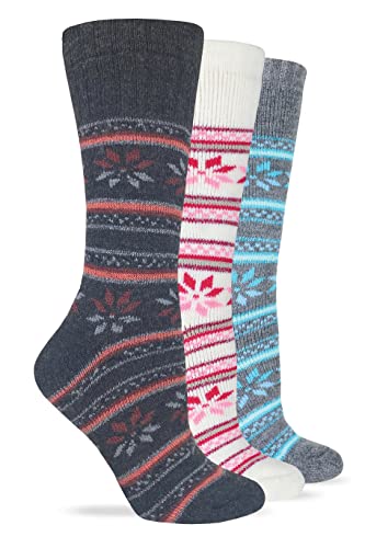 Wise Blend Ladies Merino Wool Blend Heavyweight Floral Frost Boot Socks 1 Pair Pack2