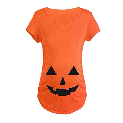 Q.KIM Camiseta de Maternidad Ropa Premamá Estampado Navidad Serie (Medium, Halloween Estilo 2)