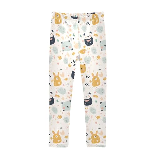 KLL Cute Animals Seamless Pattern Toddler Baby Girl Active Leggings Soft High Waisted Activewear Running