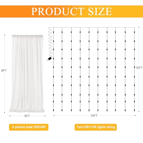Cortinas Fomcet de tul con luces 20FT x 8FT 4 paneles miniatura 2