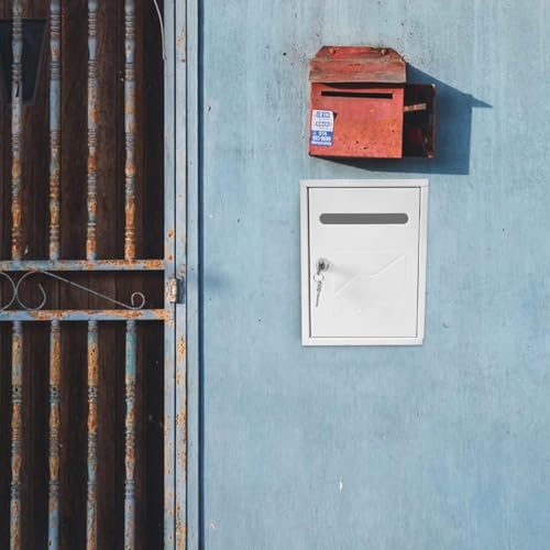 Miniatura 6 de Buzón Clásico De Pared Correo, Buzón De Exterior De Metálico Con Cerradura Y Llaves, Buzón De Gran Capacidad Para Cartas, Fácil De Instalar 26x20x7.5cm, Blanco