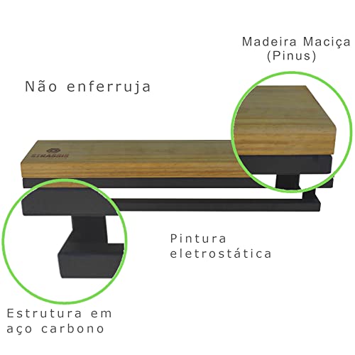 Porta Toalhas Strassis Design SD-4004 Metal e Madeira Cor: Preto