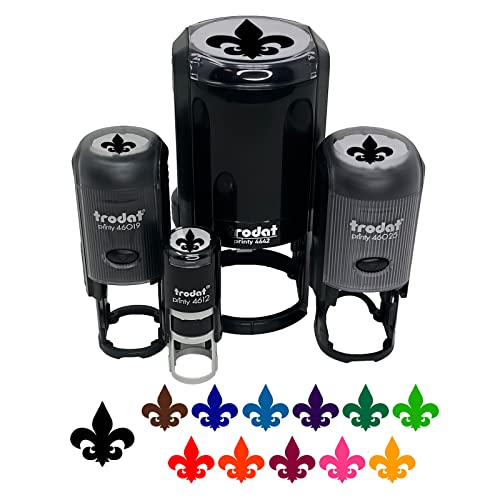 Fleur de Lis Solid Self-Inking Rubber Stamp Ink Stamper for Stamping Crafting Planners - 1-1/2 Inch Large - Blue Ink