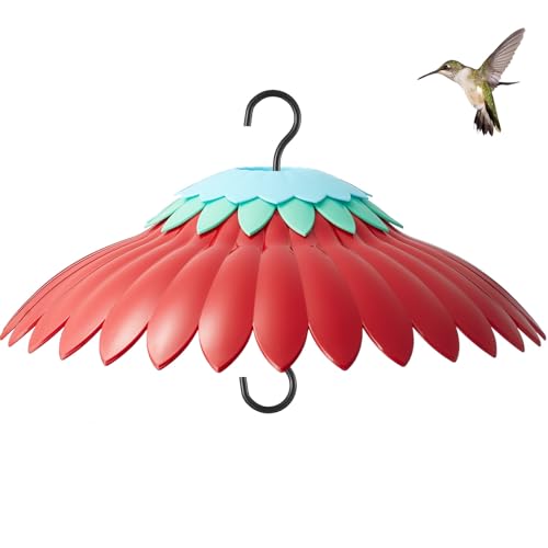 Beserie Bird Feeder Weather Guard Dome Cover Red Rain Shade for Hummingbird Feeders Built-in Moat Proof Easy to Install 11inch