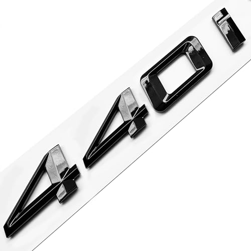 Image of 440i Rear Gloss Black 3D Trunk Lid Car Badge Emblem Decal Number Letter for BMW 4 Series with Adhesive Backing