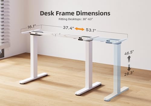 Image of Claiks Dual Motor Standing Desk Frame, Electric Stand Up Desk Legs Frame Workstation Up to 63 inch,T-Shaped Adjustable Standing Computer Desk for Home and Office, (White Frame only)