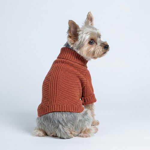 Image of Fitwarm Thermal Knitted Dog Sweater Doggy Winter Coat Pet Clothes Doggie Turtleneck Jacket Puppy Outfits Cat Sweatsuit Red Large