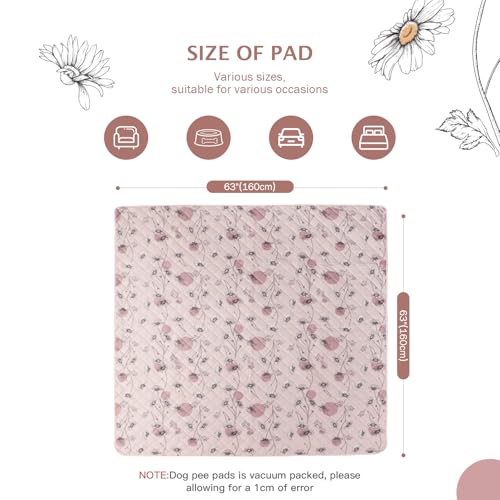 Image of IEUUMLER Washable Pee Pads for Dogs, 1 Pack Non-Slip & Waterproof Pack Whelping Pad, Reusable Washable Puppy Potty Training Pad with Fast Absorbent for Playpen EU007 (Pink Daisy, 63 inchX63 inch-1pcs)