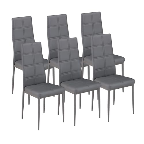 M1C - Pack 6 Sillas de Comedor AXISS, Sillas Tapizadas en Color Gris, Patas metálicas, 98x41x52