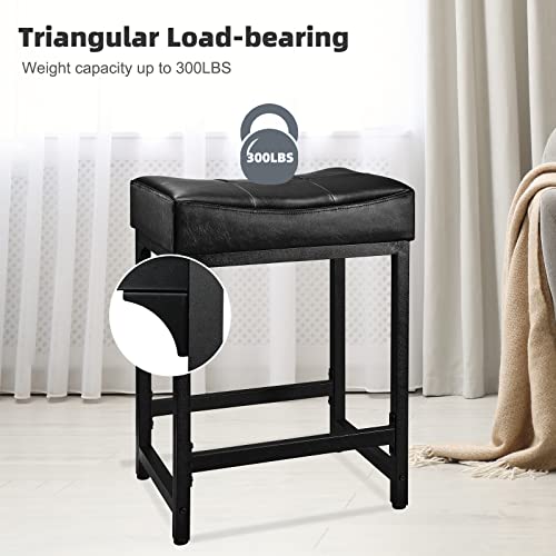 Flyzc Counter Height Bar Stools Set Of 2,24 Inch Stools For Kitchen Counter With Soft Cushion Bar Stools ​And Barstools Steel Frame, Saddle Stool For Room, Bar, Kitchen Support 300 Lbs(Black) #TOP4