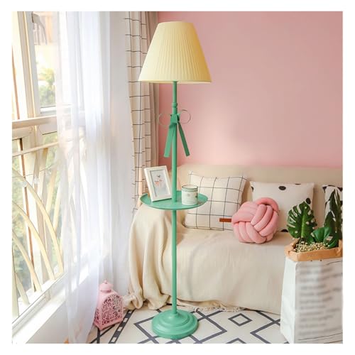 HJLJKG Floor Lamp para salón oficina con mesa y bandeja verde amarillo