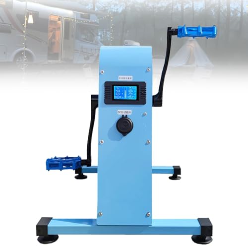 Generador de energía portátil con pedal con pantalla digital, múltiples opciones de salida (USB/12V/48V/220V) y luz súper brillante, ideal para RV, camping, viajes y uso en la oficina