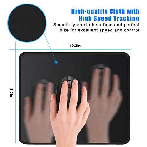 Jikiou Mouse Pad With Non-Slip Rubber Base, Premium-Textured & Washable Computer Mousepad With Stitched Edges, Mouse Pads For Computers, Laptop, Gaming, Office & Home, 8.3 X 10.2 In, Black #TOP5