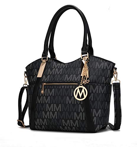 MKF Collection Bolsa feminina de couro vegano, bolsa tiracolo com alça superior, bolsa de ombro feminina da Mia K, Jeneece preta, Large