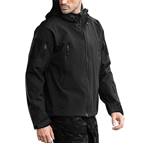 FREE SOLDIER Men’s Outdoor Waterproof Soft Shell Hooded Military Tactical Jacket