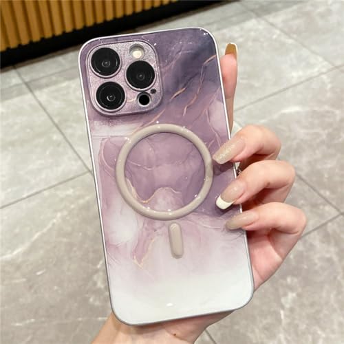 Coque anneau lumineux marbre iPhone 13 magnétique kaki PC