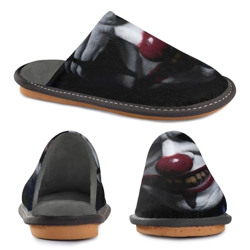 Black Clown Red White Mens Womens Cozy Memory Foam Scuff Slippers Cute Indoor/Outdoor Slippers Size 4-54