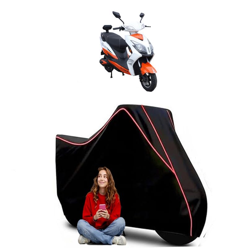 Image of Crayon Scooty Bike Cover Water Resistant Outdoor Use Universal Fit Scooters Motorcycles Heavy Duty UV Protection Dust Rain Scratch Resistant Elastic Bottom Black Blue Piping