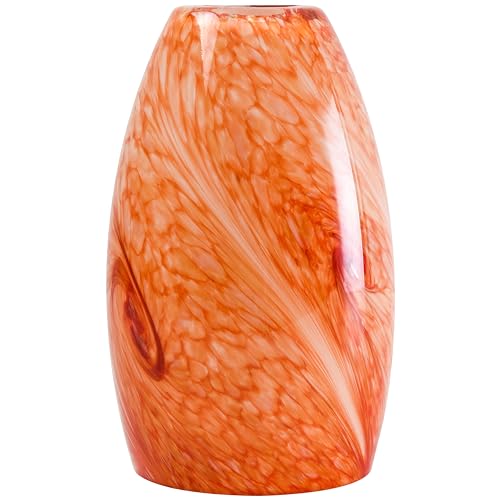 Image of GO&SO Glass Pendant Light Shades 1Pc,7.8 inch H x 4 inch D,Amber Red,Oval | 1.57 inch Fitter E26 Base,Chandelier Shades for Kitchen Island,Hanging Light Shades,Hand-Blown Art Fixtures
