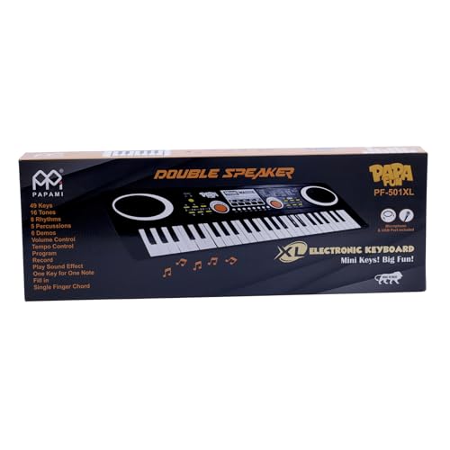 Image of Kids Piano Keyboard - 49-Key Electronic Keyboard for Kids with Microphone, 16 Tones, 8 Rhythms, 5 Percussions, 6 Demo Songs, Volume & Tempo Control, USB Port, Song Record & Playback