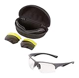 Ion Ballistic Shooting Glasses, 3 Interchangeable Lens Set: Clear, Yellow, Smoke, Padded Nose and Temple, Comes with Zipper Case for Storage, ANSI Z87.1 Rated, CE ISO12312-1:2103, Clear/Yellow/Gray