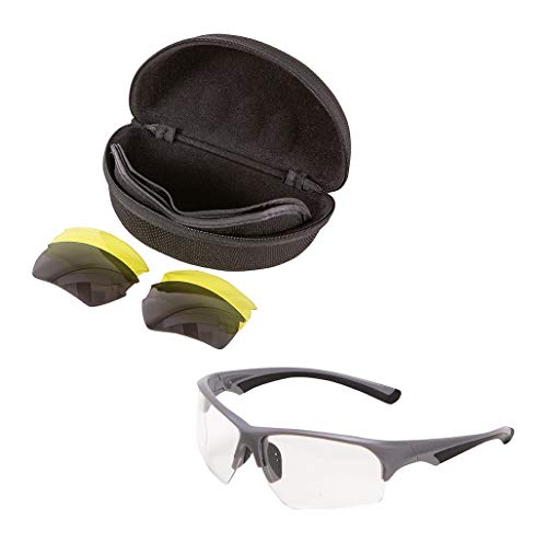 Ion Ballistic Shooting Glasses, 3 Interchangeable Lens Set: Clear, Yellow, Smoke, Padded Nose and Temple, Comes with…