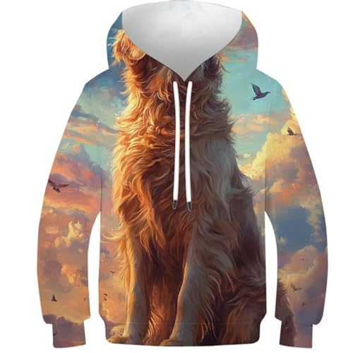 Sweat à capuche enfant motif chien 3D - Pull-over manches longues 8-10 ans