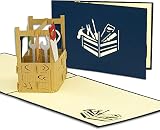 LINPopUp®, LIN17498, POP UP Karte - 3D Geschenkgutschein - Werkzeug, Baumarkt Handarbeit - Gutschein-Karte - Geburtstags-Karte - Umzug Einzug Renovierung Haus Klapp-Karte, N271