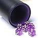 RERIVER PU Leather Dice Cup Set, Purple Velvet Interior Dice Cup Shaker Quiet with 6 Purple Translucent Dice for Liars Dice/Farkle/Yahtzee Games, 1 Pack