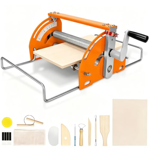 Manual Clay Slab Roller Machine, 12" Width Tabletop Clay Press