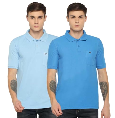 Image of Dollar Men's Pack of 1 Solid Cotton Blend Polo Neck T-Shirt