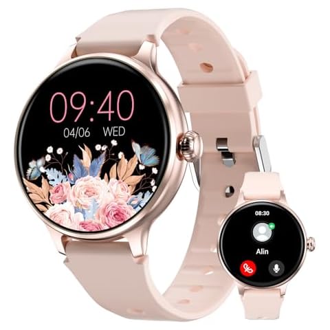 FITVII Smart Watch for Women Answer/Make Calls, Fitness Tracker with 24/7 Blood Pressure Heart Rate and Blood Oxygen Monitor, Sleep Tracker Step Counter Waterproof Smartwatch for Android and iOS Phone Cover