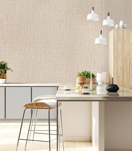 lenify Beige Grasscloth Peel and Stick Wallpaper Textured Contact Paper 15.7inch x 787.4inch Faux Linen Vintage Grasscloth Contact Paper Self Adhesive Removable Wallpaper Vinyl