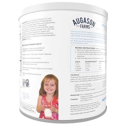 Augason Farms Morning Moo\'s Milk Alternative Can, Emergency Food Storage, Everyday Meals, 93 Servings