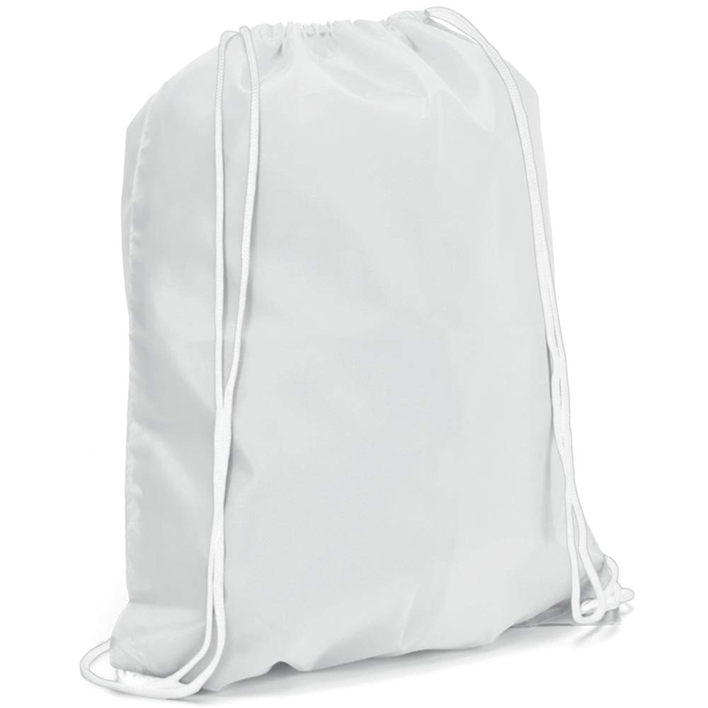 eBuyGB Unisex's Reusable Polyester Drawstring Backpack, Gym Rucksack, School Sport, PE Kit, Book Bag, White, 34 x 42 cm Ideal for Printing, Cameo, HTV — image 1