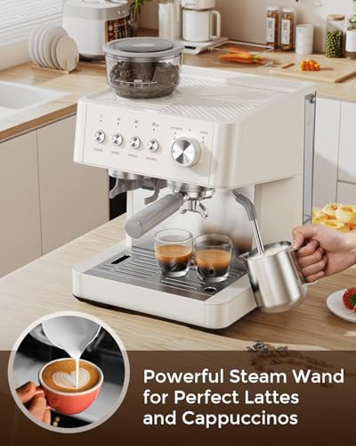 Image of Electactic 20 Bar Espresso Machine with Milk Frother-Classic Almond