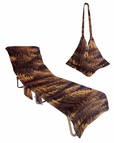 Spring Summer Forest Beach Chair Towel Covers for Chaise Lounge With Side Pocket, Soft Plush Pool Towels Cover for Patio Sunbathing Outdoor Nature Orange Tree Nature Scenic 29''x85''