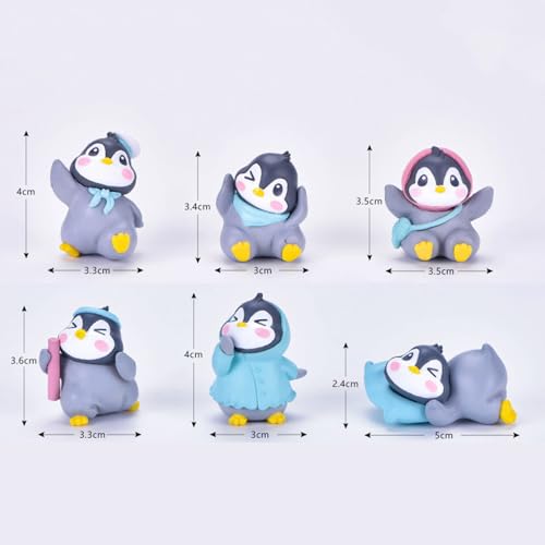Image of Cute Penguin Spa Figurines Set of 6, Kawaii Penguin Bathroom Decor, Relaxing Wellness Penguin Statues, Mini Animal Desk Decor for Home, Spa, Shelf and Gift Display