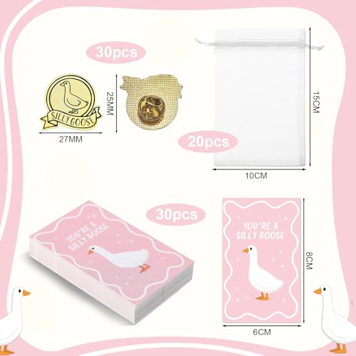 30 Set Funny Silly Goose Pins Employee Appreciation Gift Silly Goose Badge Pins with You're a Silly Goose Card and Bag Thank You Cute Funny Gift for Team Volunteer Student Teacher Nurse2