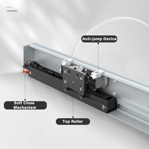42inch Concealed Sliding Barn Door Hardware with Soft Close Mechanism, Wall Mount System, Fit MIN Opening Width 34in, Invisible Floor Track, Aluminum(Door is not Included)