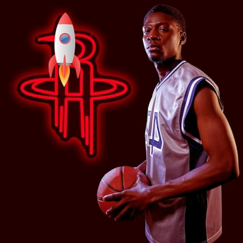 Image of Basketball Team Neon Sign, Sport Light Up Dimmable Basketball Team Logo Hanging USB Powered Led Neon Sign for Wall Decor, Bedroom, Man Cave, Party, Birthday Party Christmas Merch Deco Gift for Boys Teens Fans