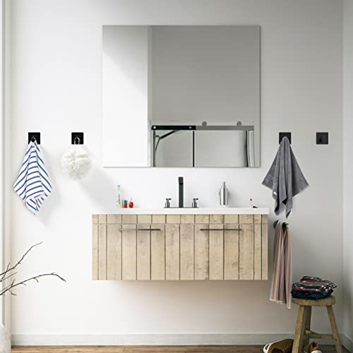 Pickpiff 6-Pack Adhesive Hooks For Hanging, Extra Sticky Stainless Bathroom Towel Hanger, Holds Up To 13Lb, Coat Hooks For Door Or Shower Tile Wall, Self-Adhesive Heavy Duty, Black #TOP6