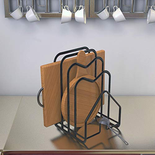 40 Pack Cutting Board Holder Rack Chopping Board Organizer Stand Kitchen Countertop Pot Pan Lids Rack Organizer Flat Steel 4.92”X5.72”X8.46” (Black) #TOP4