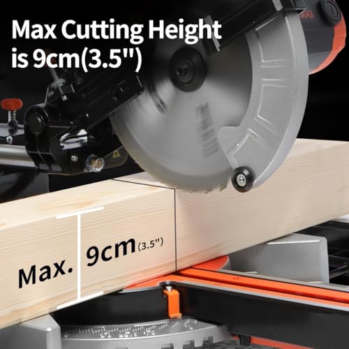TOYAKI 10-Inch Sliding Miter Saw, With Laser Guide, LED Light, Aluminum Blade Shields, Dual Speed(4500/3200rpm), 15-Amp, 3.5x13.3inch Cutting Capacity, Include 40T And 120T TCT Miter Saw Blades