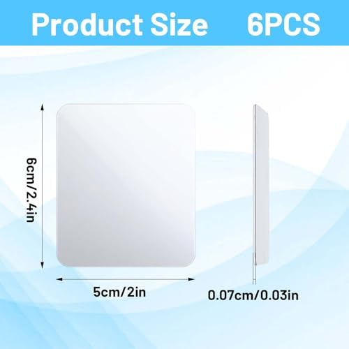 Xinjoduz 6PCS Mirror for Phone, Rectangle Cellphone Case Mirrors Decal Stick-On Slim Flat Sticker Cell Phones Selfie Mirror Small Adhesive Makeup Mirrors for Phone Back