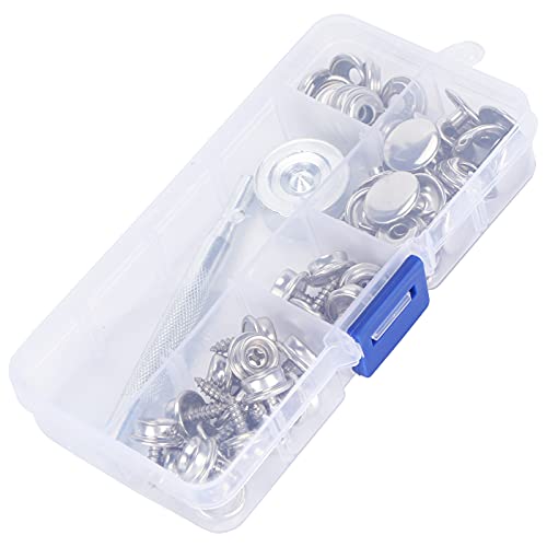 62pcs Canvas Snap Kit, Canvas Snap Button Kit Stainless Steel Screws Snaps Caps Sockets Fabric Base Components and Snap Tools Included Canvas Snap Kit Tool for Boat Cover Furniture