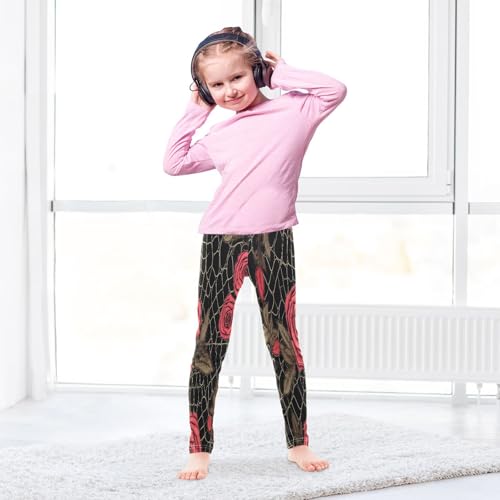 Bolaz Toddler Girls Leggings Printed Yoga Pants Leggings Web Red Rose for Kids4